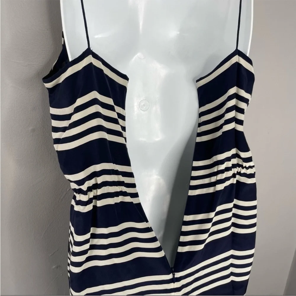 J CREW Navy Blue White Silk Striped Summer Dress - Picture 5 of 9
